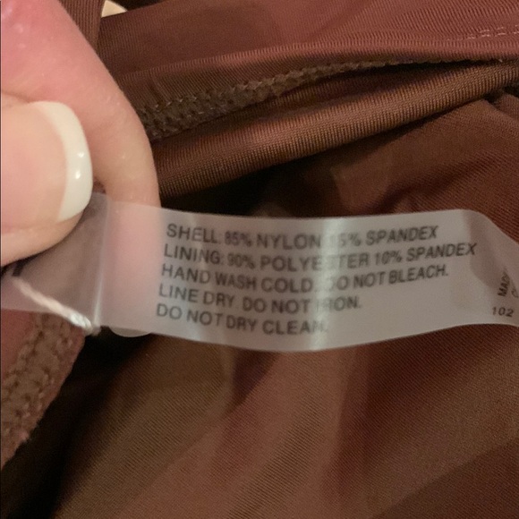 Yonique Strapless One Piece Swimsuit Tummy Control Cheeky Swimwear (Brown) - Picture 13 of 17